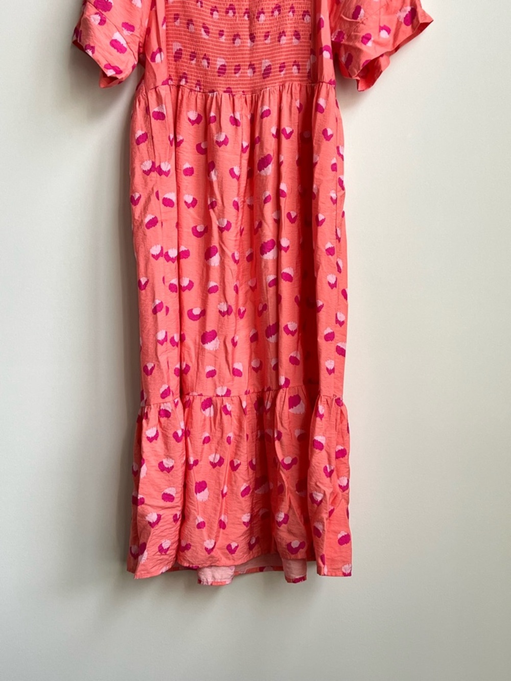 Michelle Mcdowell Daphne Dress Size Large Rough Runner Coral Midi Tiered Preppy - Picture 16 of 16